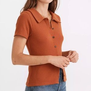 Madewell Ribbed Polo Button-Front Tee